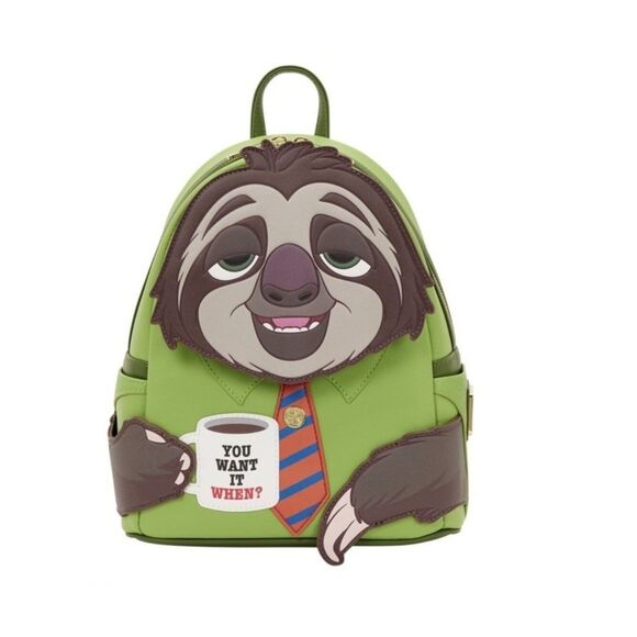 Loungefly Disney Zootopia Exclusive FLASH Cosplay Mini Backpack Sloth Coffee NWT main image 6